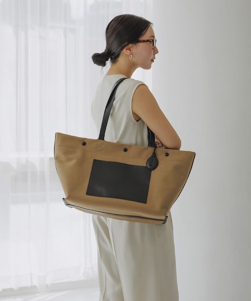 ROPE'（ロペ）の「【E'POR】【A4/PC対応・内側撥水・軽量】SAIL BAG(セイルバッグ)/26SS新型（トートバッグ・レディース・ブラウン/ベージュ・F）」の5枚目の写真