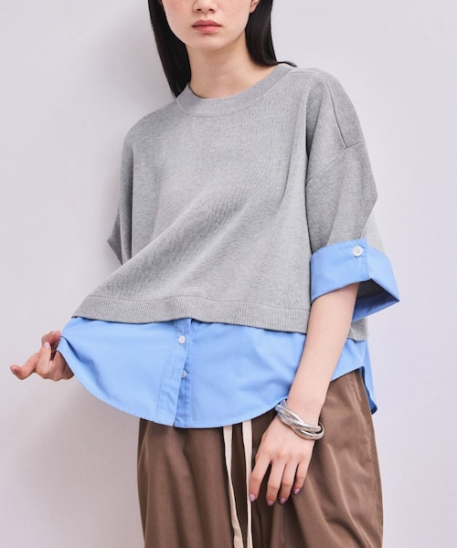 ADAM ET ROPE'(アダムエロペ)の「【WEB限定】シャツコンビニットプルオーバー(ニット/セーター・レディース・ブラック/グレー/ダークブラウン・F)」の12枚目の写真