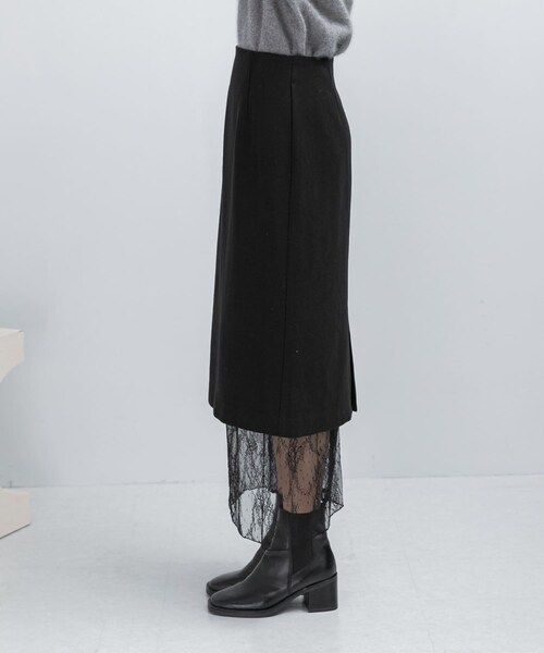 URBAN RESEARCH ROSSO（アーバンリサーチロッソ）の「レースレイヤードミディスカート（スカート・レディース・IVORY/BLACK・36/38）」の18枚目の写真