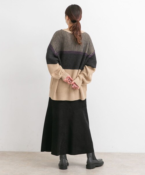 KBF（ケイビーエフ）の「カットオフ切替ロングスカート（スカート・レディース・CASSIS/L.BEIGE/BLACK・one）」の9枚目の写真