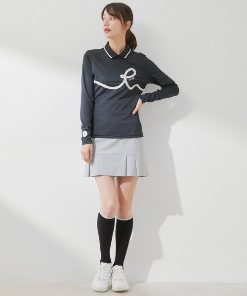 ROPE'（ロペ）の「【ECO】【UV】【防透】Rロープ柄衿付長袖プルオーバー　（Tシャツ/カットソー・レディース・ブラック/ホワイト/ネイビー・L/M/S）」の19枚目の写真