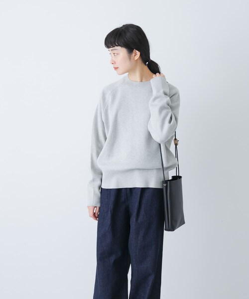 かぐれ（カグレ）の「コットンスウェットニット（ニット/セーター・レディース・LIGHT GRAY/DARK NAVY・Free）」の12枚目の写真