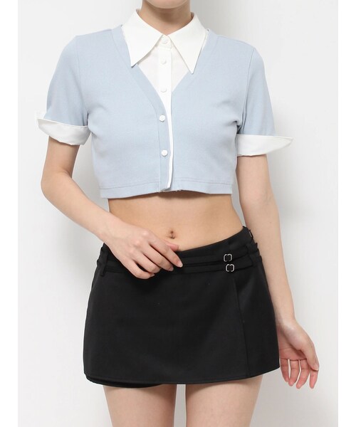 EATME（イートミー）の「シャツカラーレイヤードブラウス（シャツ/ブラウス・レディース・グレー/ブラック/アイスブルー・F）」の15枚目の写真