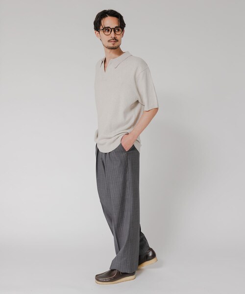 URBAN RESEARCH(アーバンリサーチ)の「SILK NOIL スキッパーポロニット(ポロシャツ・メンズ・NATURAL/BLACK・M/L)」の9枚目の写真
