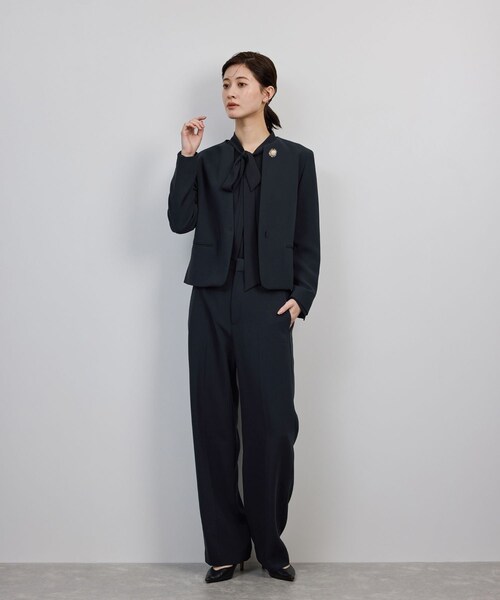 ROPE'(ロペ)の「トリアセダブルクロス クルーネックジャケット/イージーケア・セットアップ対応・25AW(ノーカラージャケット・レディース・ネイビー・36/38/40)」の12枚目の写真