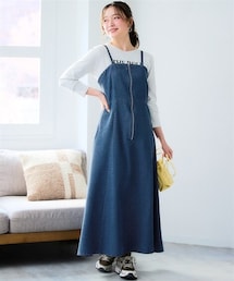 nissen | ＜大きいサイズ＞フロントジップデニムキャミワンピース(ワンピース)