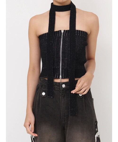 jouetie（ジュエティ）の「ストールセットマルチWAYニットビスチェ（キャミソール・レディース・グレー/ブラック/ブルー/レッド・M）」の10枚目の写真