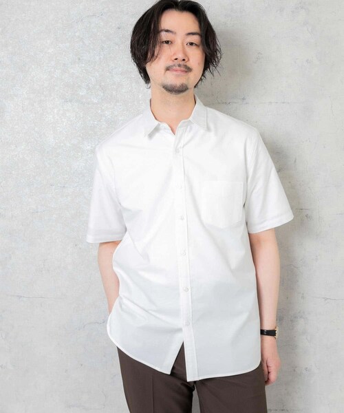 URBAN RESEARCH ROSSO（アーバンリサーチロッソ）の「『抗菌/消臭』『XXLサイズあり』ハイパフォーマンスオックス半袖シャツ（シャツ/ブラウス・メンズ・SAX/WHITE/GRAY/BLACK/INDIGO/SAX STRIPE/GRY STRIPE/NAVY CHECK/BLK CHECK/BLK WATCH/NAVY・S/M/L/XL/XXL）」の18枚目の写真