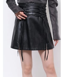 EATME | フェイクレザーレースアップミニスカート(スカート)