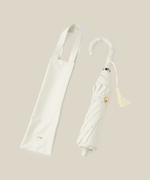 ROPE'(ロペ)の「【晴雨兼用・高機能】2段式開閉 折りたたみバンブーパラソル【UVカット/遮光・遮熱・防水効果】(折りたたみ傘・レディース・ブラック/オフホワイト/ブルー系/ピンク系・F)」の19枚目の写真