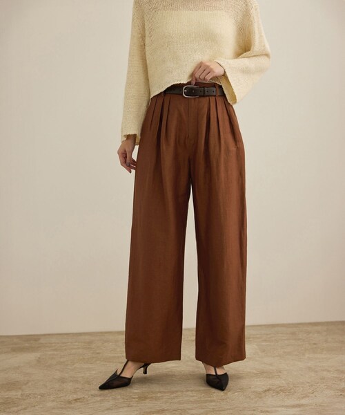ROPE'（ロペ）の「【洗える】ビスコースリネン スラブスリータックパンツ/一部セットアップ可能（その他パンツ・レディース・ブラウン/ネイビー・36/38/40）」の13枚目の写真