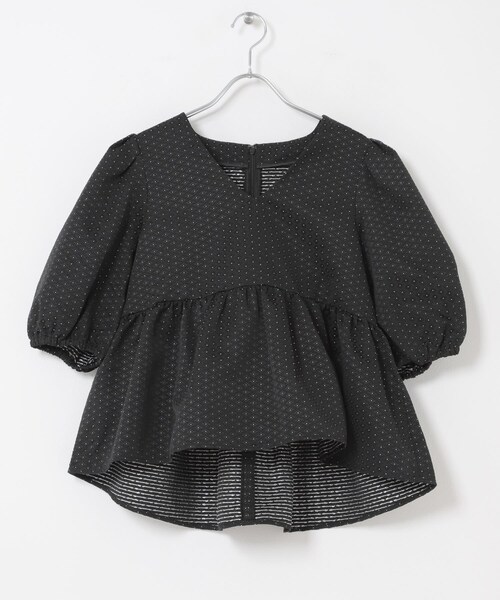 URBAN RESEARCH ROSSO（アーバンリサーチロッソ）の「ジャガードペプラムＶネックブラウス（シャツ/ブラウス・レディース・BLACK/NAVY・Free）」の3枚目の写真