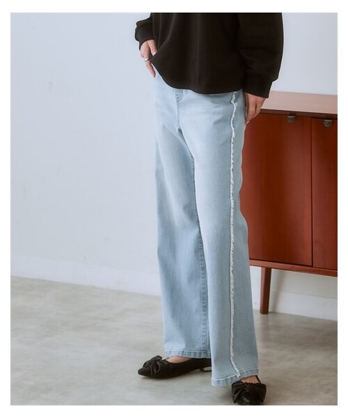 nissen（ニッセン）の「＜大きいサイズ＞ サイドフリンジストレッチデニムパンツ（パンツ・レディース・ネイビー/ライトブルー・L/LL/3L/4L/5L/6L/8L/10L）」の19枚目の写真