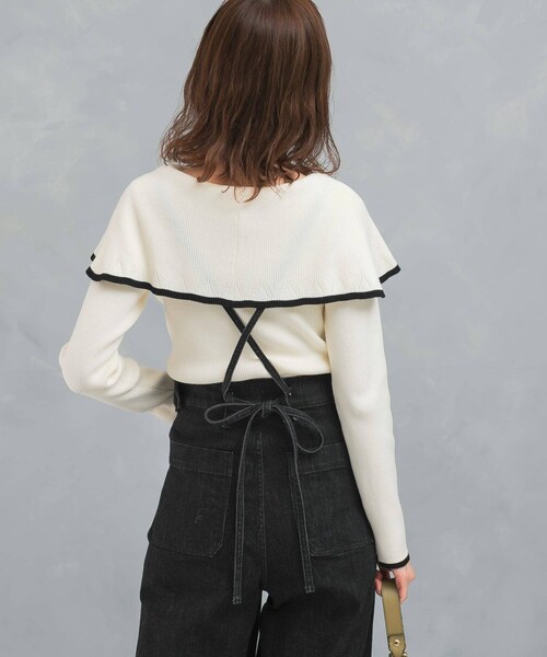 URBAN RESEARCH ROSSO（アーバンリサーチロッソ）の「2wayネックバイカラーケープニット（ニット/セーター・レディース・OFF/BEIGE/BLACK・FREE）」の7枚目の写真