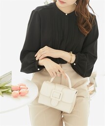 nissen | パール調ボタンプリーツブラウス(シャツ/ブラウス)