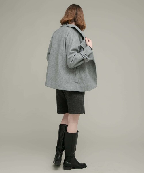 URBAN RESEARCH Sonny Label（アーバンリサーチサニーレーベル）の「メルトンジャージースタンドカラーコート（テーラードジャケット・レディース・チャコール/グレー/ベージュ・FREE）」の20枚目の写真