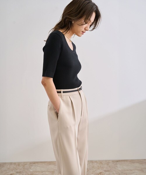 ROPE'(ロペ)の「ワイドリブラウンドネック スーパーメリノウール ニット/イージーケア(ニット/セーター・レディース・ブラック/グレー/オフホワイト・F)」の11枚目の写真