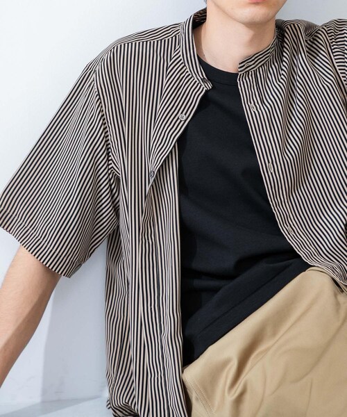 URBAN RESEARCH（アーバンリサーチ）の「PRINT BAND COLLAR SHIRTS（シャツ/ブラウス・メンズ・BLK×BEG/BLK×WHT/NVY×BRN・M/L）」の5枚目の写真