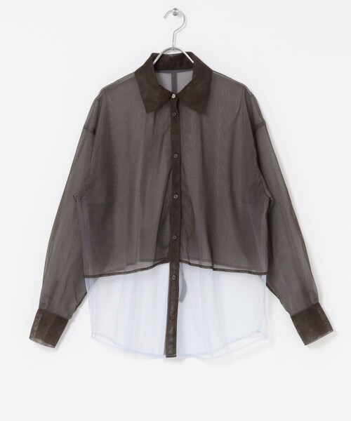 KBF（ケイビーエフ）の「チュールレイヤードシャツ（シャツ/ブラウス・レディース・GRYck×GRY/PINK×GRAY/BRN×BLUE/BRNck×BEG・one）」の20枚目の写真