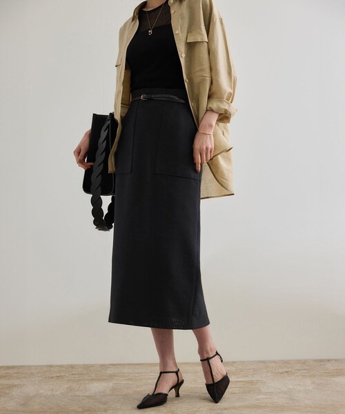 ROPE'（ロペ）の「リネンライク ポケット付きタイトスカート/イージーケア（スカート・レディース・ブラック/ブラウン/ベージュ/ワイン・34/36/38/40）」の14枚目の写真