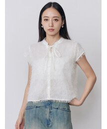 MURUA（ムルーア）の「フレンチスリーブフリンジブラウス（シャツ/ブラウス・レディース）」