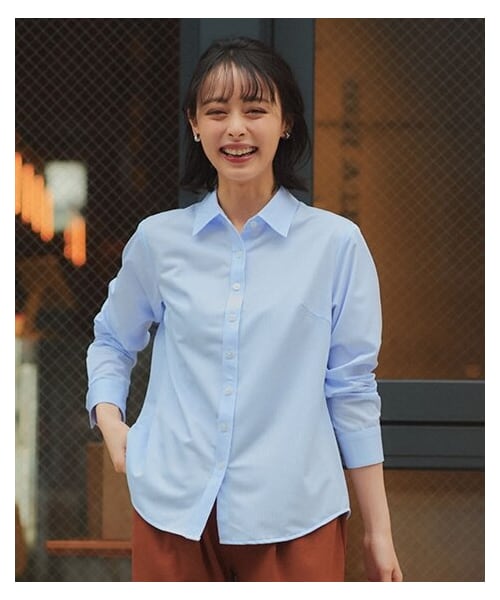 nissen（ニッセン）の「＜大きいサイズ＞トリコットカラーシャツ（吸汗速乾・ストレッチ・形態安定）（シャツ/ブラウス・レディース・サックス系ストライプ/チャコール系ストライプ/ネイビー系ストライプ・L/LL/3L/4L/5L/6L/8L/10L）」の18枚目の写真