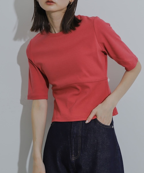 SENSE OF PLACE by URBAN RESEARCH(センスオブプレイスバイアーバンリサーチ)の「ウエストリブコンパクトトップ(Tシャツ/カットソー・レディース・L.GRAY/IVORY/BLACK/RED・one)」の4枚目の写真
