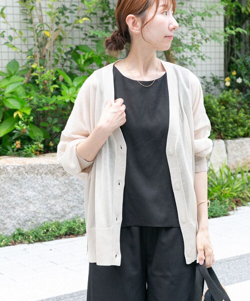 ITEMS URBANRESEARCH（アイテムズ アーバンリサーチ）の「シアーVネックニットカーディガン（カーディガン/ボレロ・レディース・GREGE/BLK/MNT/MOC・FREE）」の17枚目の写真