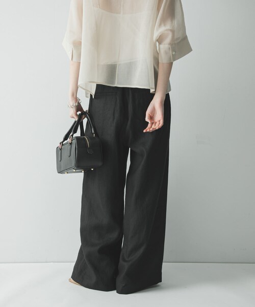 URBAN RESEARCH（アーバンリサーチ）の「『3サイズ展開』リネンイージーワイドスラックス（その他パンツ・レディース・OFF WHITE/BLACK/AMBER・36/38/40）」の17枚目の写真