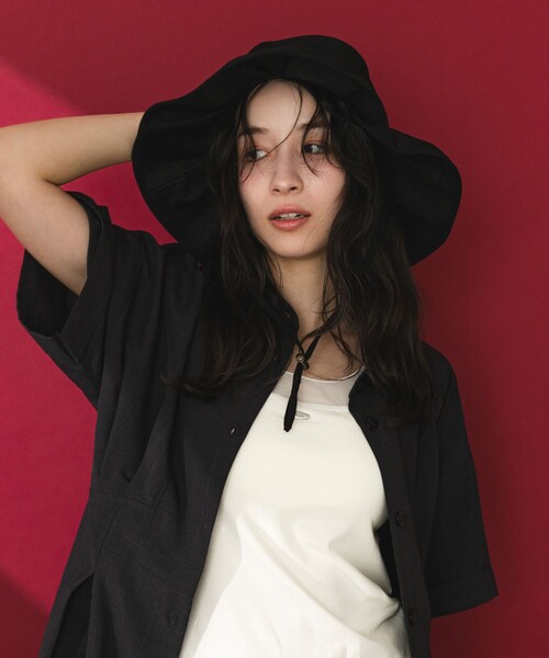 SENSE OF PLACE by URBAN RESEARCH（センスオブプレイスバイアーバンリサーチ）の「ジュートライクフリルハット（ハット・レディース・BLACK/BEIGE/BLK×WHT・One）」の5枚目の写真