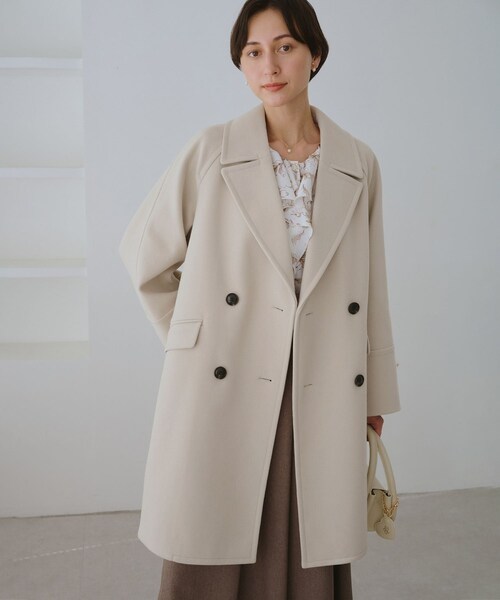 ROPE' PICNIC（ロペピクニック）の「ジャージメルトン無地＆チェックオーバーPコート/一部WEB限定カラー・リンクコーデ（ピーコート・レディース・ブラック/ブラック系/グレー系/ダークブラウン/ベージュ・M/S）」の10枚目の写真