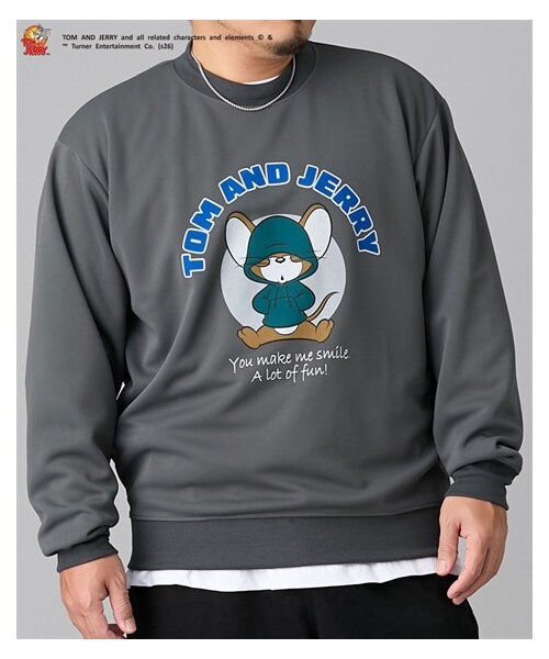 nissen（ニッセン）の「フロントプリントダンボール素材トレーナー　TOM and JERRY（トムとジェリー） 【大きいサイズ】（スウェット・メンズ・48チャコール/67ネイビー・3L/4L/5L）」の7枚目の写真