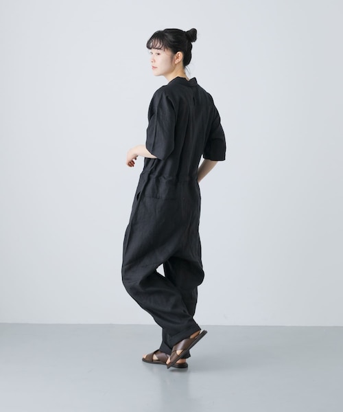 かぐれ（カグレ）の「リネンハーフスリーブオールインワン（サロペット/オーバーオール・レディース・BLACK/GREGE/CHARCOAL・FREE）」の15枚目の写真