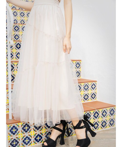 EATME（イートミー）の「アシンメトリーティアードスカート（スカート・レディース・ブラック/ブルー/ベージュ/アイボリー・F）」の14枚目の写真