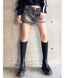 GYDA | Vintageデニムスカートライクショートパンツ(デニムスカート)