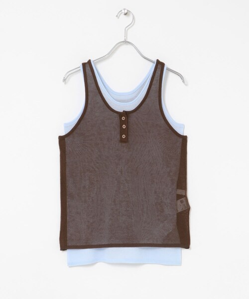 SENSE OF PLACE by URBAN RESEARCH（センスオブプレイスバイアーバンリサーチ）の「『洗濯可』アンサンブルニットタンクトップ（タンクトップ・レディース・NVYxIVO/CHAxGRY/BRNxBLU・One）」の12枚目の写真