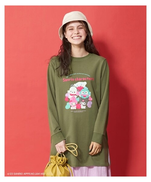 nissen（ニッセン）の「大きいサイズ色々選べるチュニックトレーナー／サンリオキャラクター（チュニック・レディース・ペールピンク(リトルツインスターズ)/カーキ(キャラクターズ)/黒(ポチャッコ)/ネイビー(ハローキティ)/ベージュ(ポムポムプリン)・L/LL/3L/4L/5L/6L/8L/10L）」の20枚目の写真