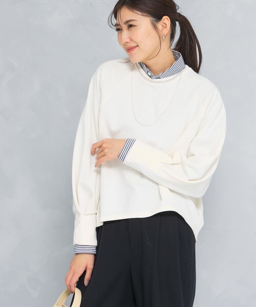 URBAN RESEARCH ROSSO（アーバンリサーチロッソ）の「ウール混タックスリーブスウェット（スウェット・レディース・OFF WHITE/BROWN・FREE）」の4枚目の写真