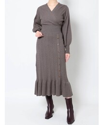 LAGUNAMOON | カシュクールケーブルニットワンピース(ワンピース)