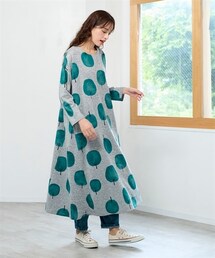 nissen | 大きいサイズ　【BARNDOORコラボ】裏起毛カットソーロング丈ワンピース(ワンピース)