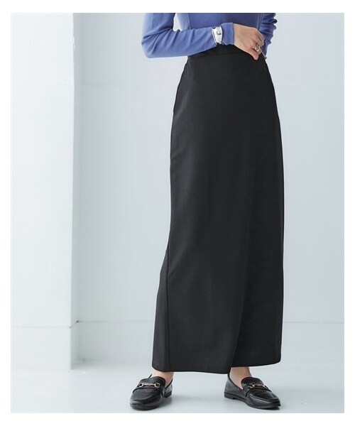 nissen（ニッセン）の「きれいめカットツイル素材ロングナロースカート（毛玉・静電気防止）【セットアップ可能】＜大きいサイズ有＞（スカート・レディース・ラベンダーグレー/チャコールグレー/黒・S/M/L/LL/3L/4L/5L/6L/8L/10L）」の5枚目の写真