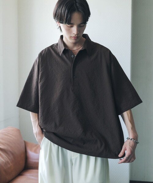 SENSE OF PLACE by URBAN RESEARCH(センスオブプレイスバイアーバンリサーチ)の「ルーズドロストプルオーバーシャツ(シャツ/ブラウス・メンズ・BROWN/GREEN/NAVY CHECK・M/L)」の5枚目の写真