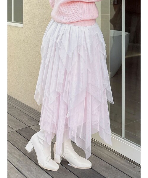 dazzlin（ダズリン）の「ヘムティアードチュールスカート（スカート・レディース・アイボリー/ピンク・S/M）」の12枚目の写真