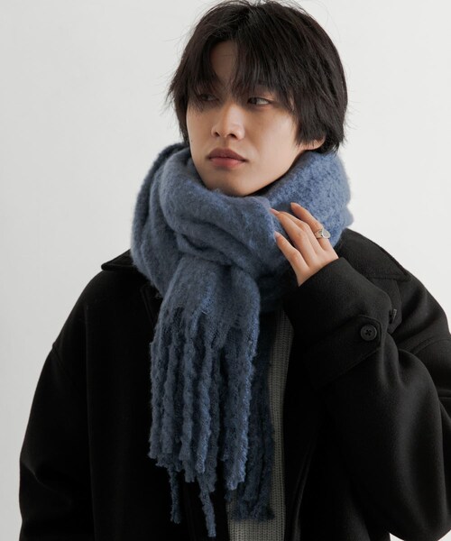 SENSE OF PLACE by URBAN RESEARCH(センスオブプレイスバイアーバンリサーチ)の「『ユニセックス』フリンジストール(ストール/ショール・メンズ・BLUE/BLACK/GRAY/GREIGE・one)」の13枚目の写真