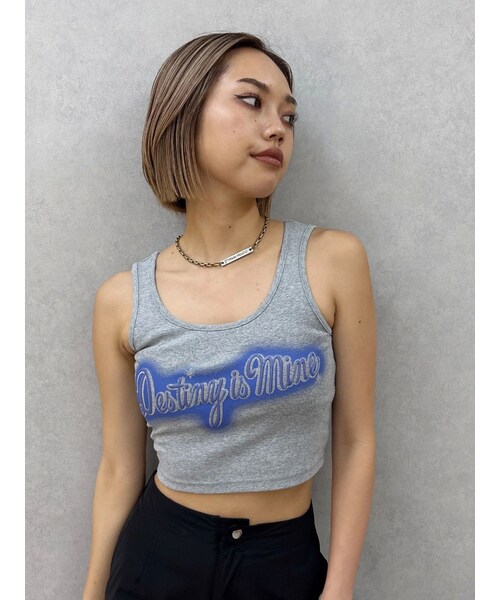 EVRIS（エヴリス）の「スプレーグラフィックタンクトップ（タンクトップ・レディース・ホワイト/グレー/カーキ・F）」の6枚目の写真