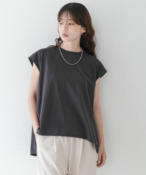 URBAN RESEARCH Sonny Label（アーバンリサーチサニーレーベル）の「接触冷感バックフレアフレンチTシャツ（Tシャツ/カットソー・レディース・オフ/チャコール/コーラルレッド・Free）」の13枚目の写真