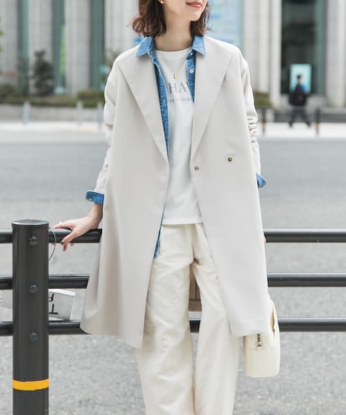 URBAN RESEARCH DOORS(アーバンリサーチドアーズ)の「ダブルクロスガウンコート(テーラードジャケット・レディース・L.BEIGE/NAVY・M)」の1枚目の写真