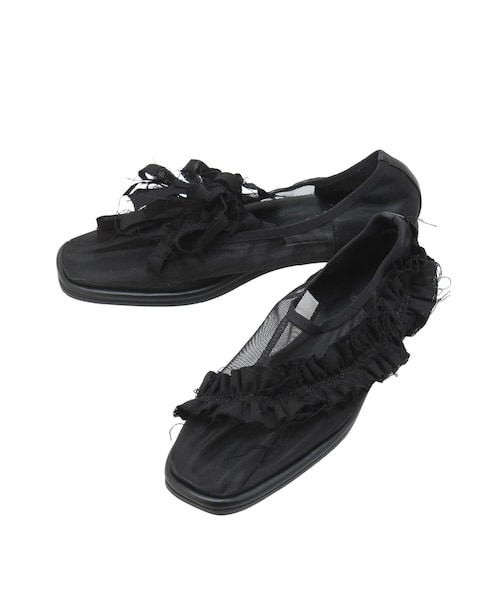 merry jenny（メリージェニー）の「アシメメッシュフラットshoes（バレエシューズ・レディース・ブラック/ベージュ・M/L）」の6枚目の写真