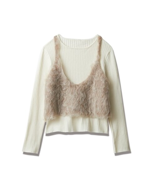 nissen（ニッセン）の「キャミドッキングリブニット（ニット/セーター・レディース・オフホワイト×モカ/黒×黒/オフホワイト×オフホワイト・M）」の4枚目の写真