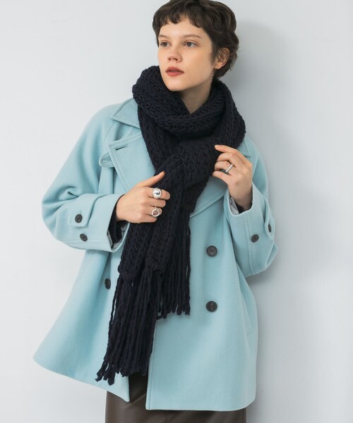 URBAN RESEARCH（アーバンリサーチ）の「Fratelli Talli　フリンジニットマフラー（マフラー・レディース・PINK/WHITE/NAVY・FREE）」の2枚目の写真